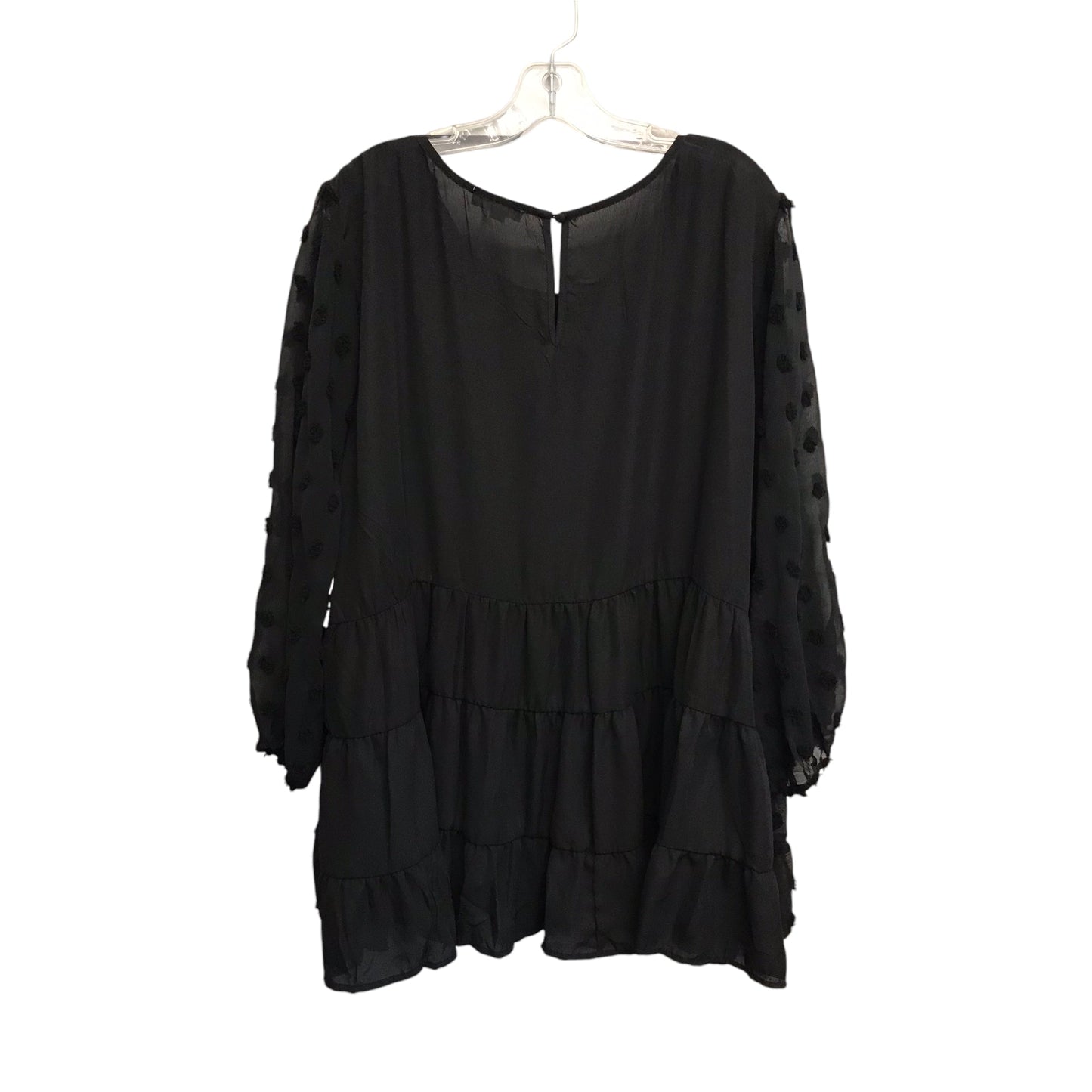 Top 3/4 Sleeve By Chicsoul In Black, Size:3X