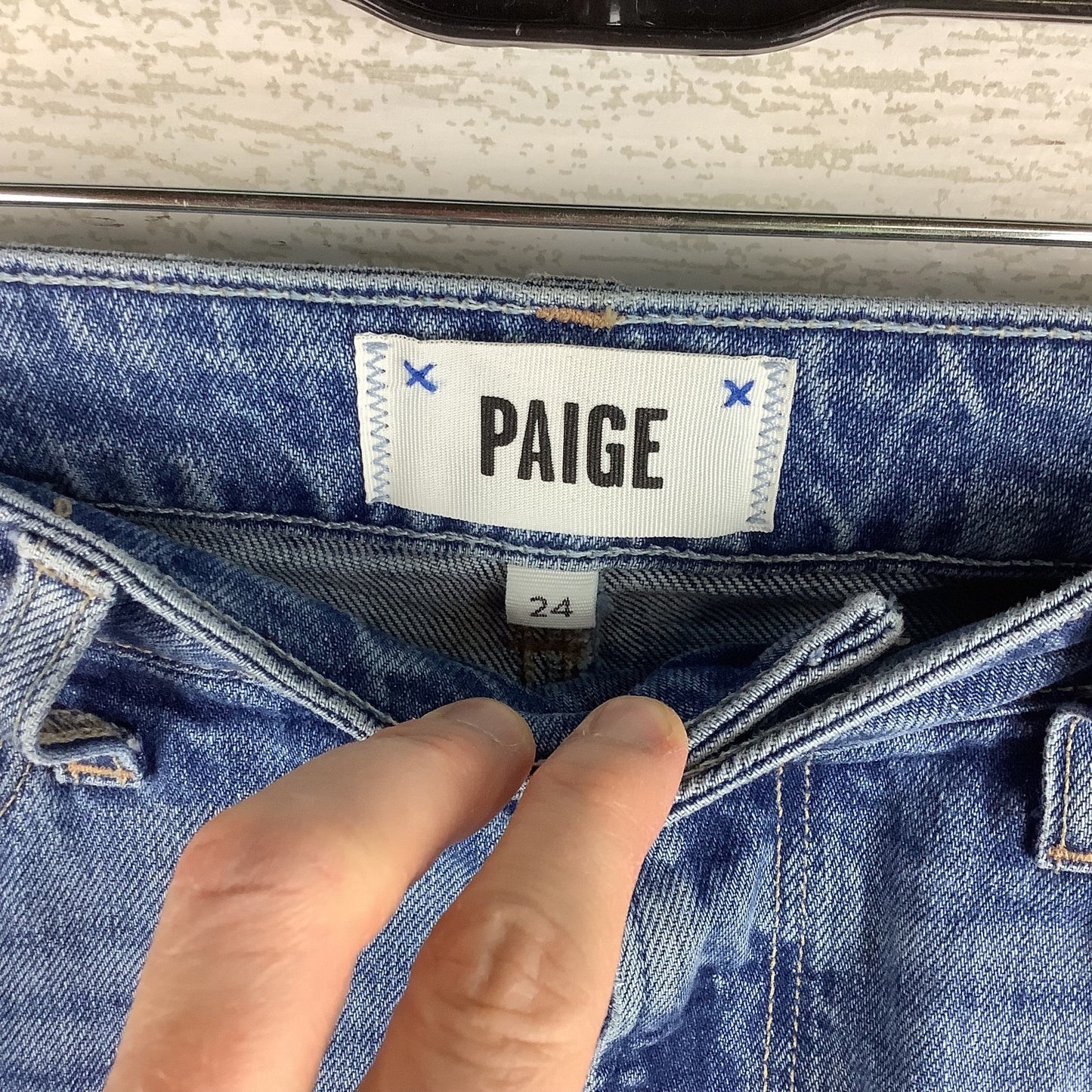 Jeans Wide Leg By Paige In Blue Denim, Size: 0 (24)