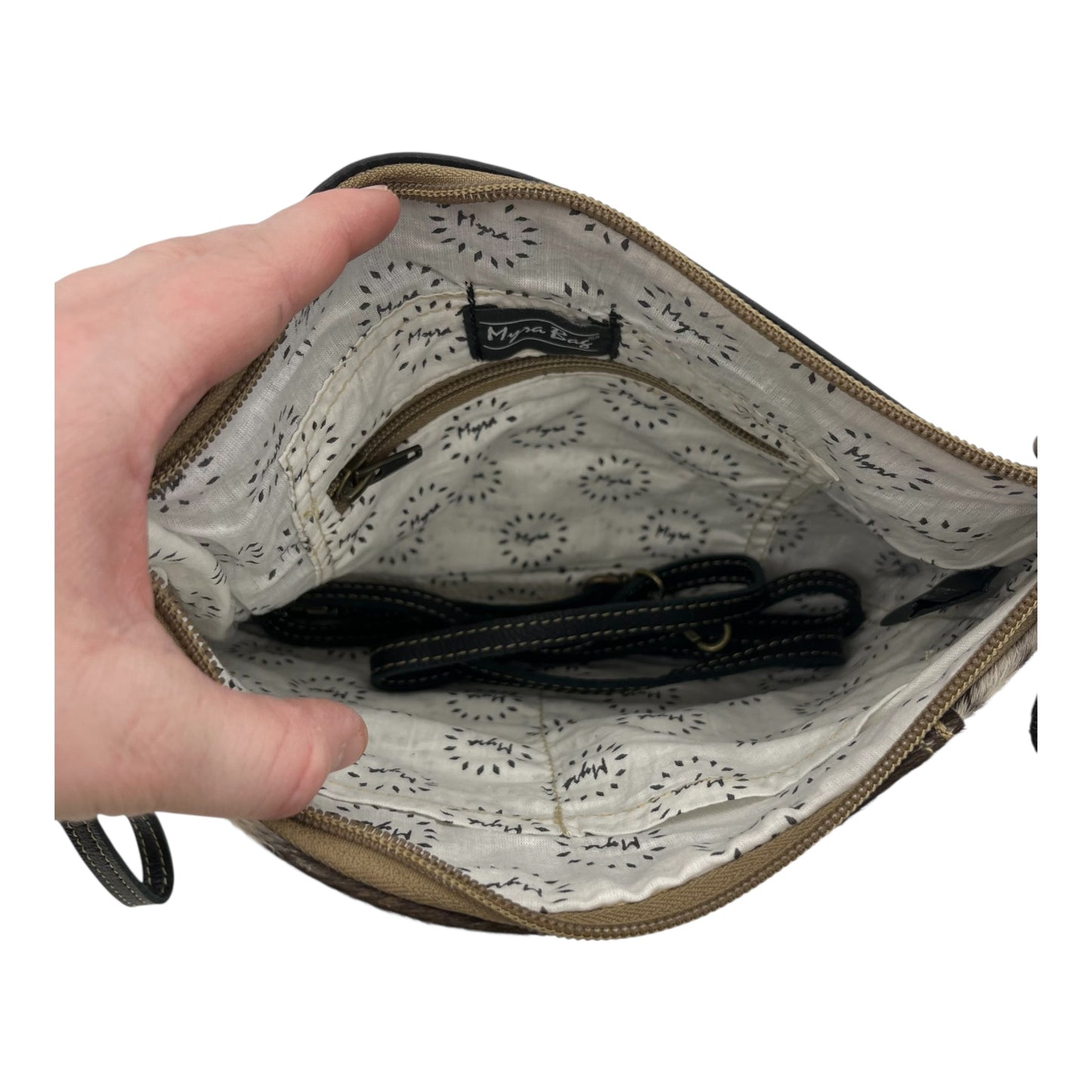 Crossbody Leather By Myra In Animal Print, Size:Medium