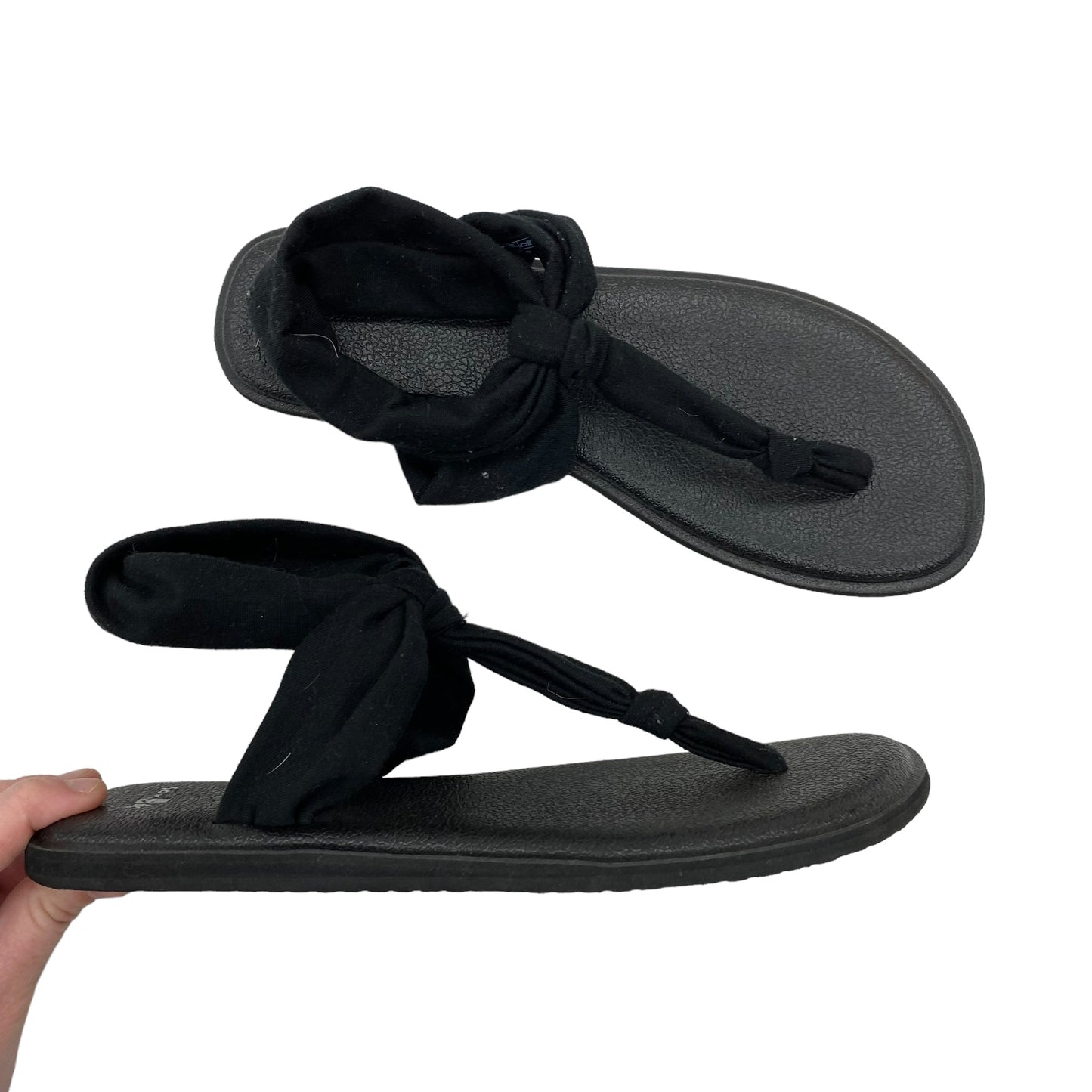 BLACK SANDALS FLIP FLOPS by SANUK Size:8