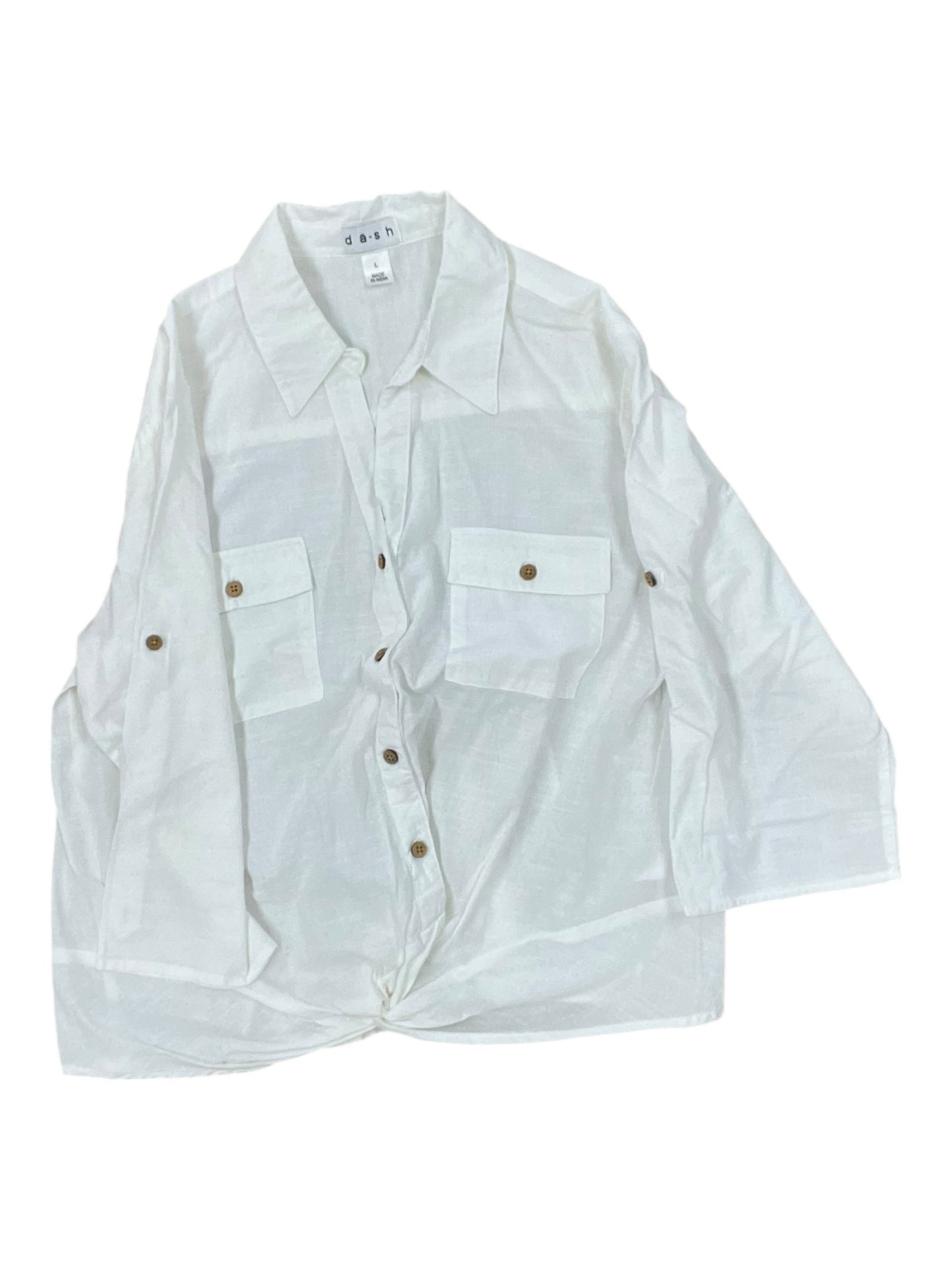 Blouse 3/4 Sleeve By Dash In White, Size:L