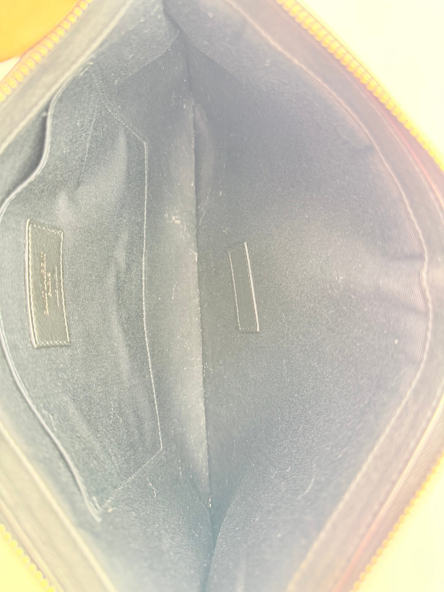 Clutch Luxury Designer By Yves Saint Laurent In Black & White, Size:Large