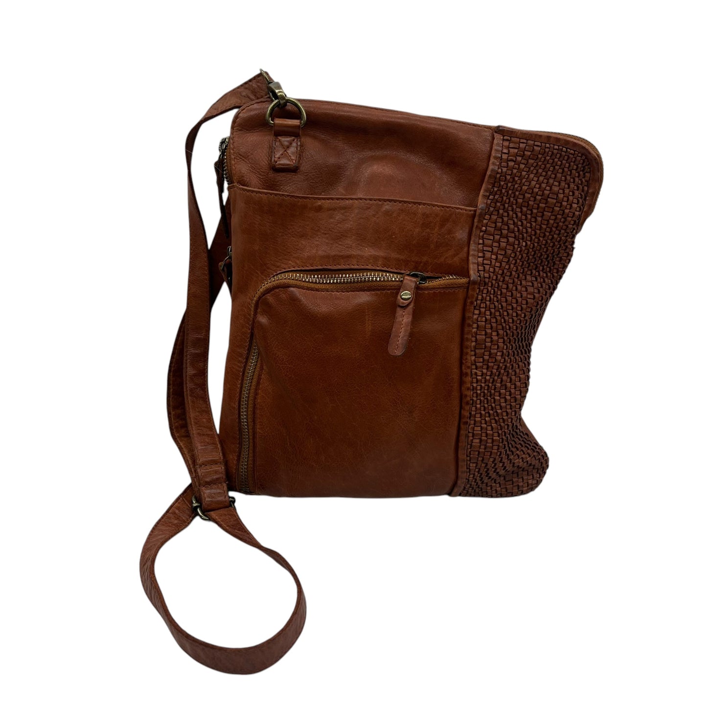 Crossbody Leather By Cmb In Brown, Size:Large