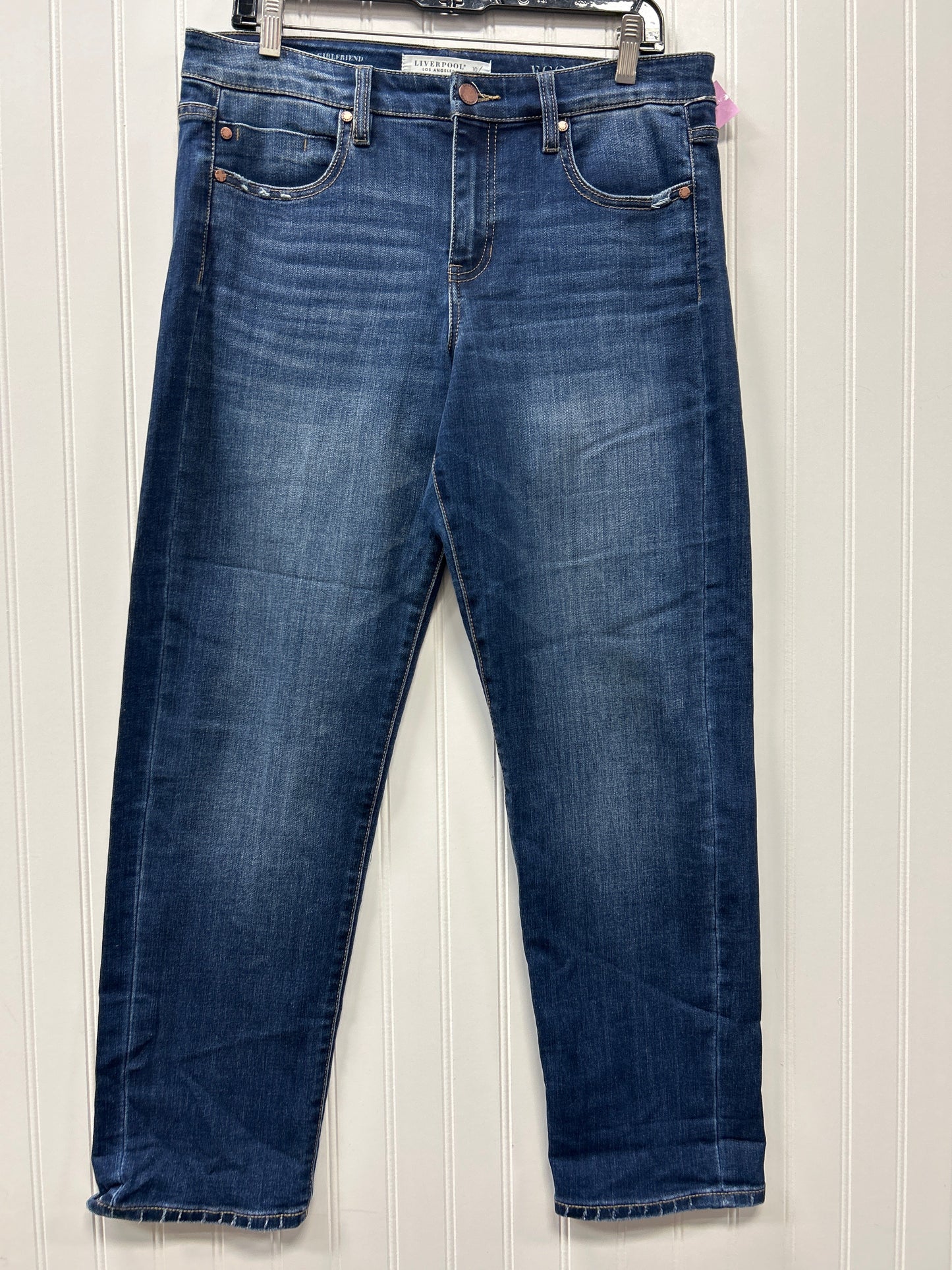 Jeans Straight By Liverpool In Blue Denim, Size:10
