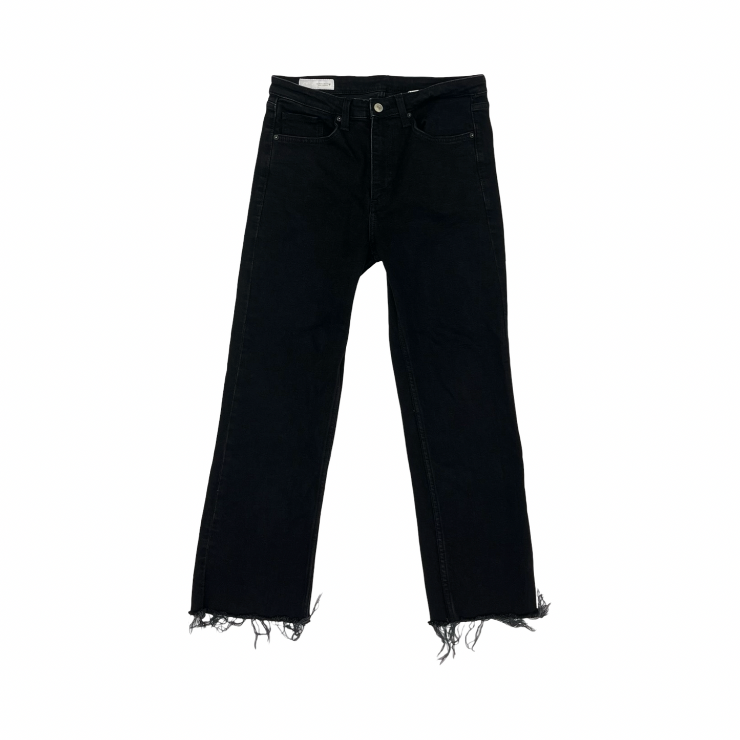 Jeans Straight By Zara In Black Denim, Size:8