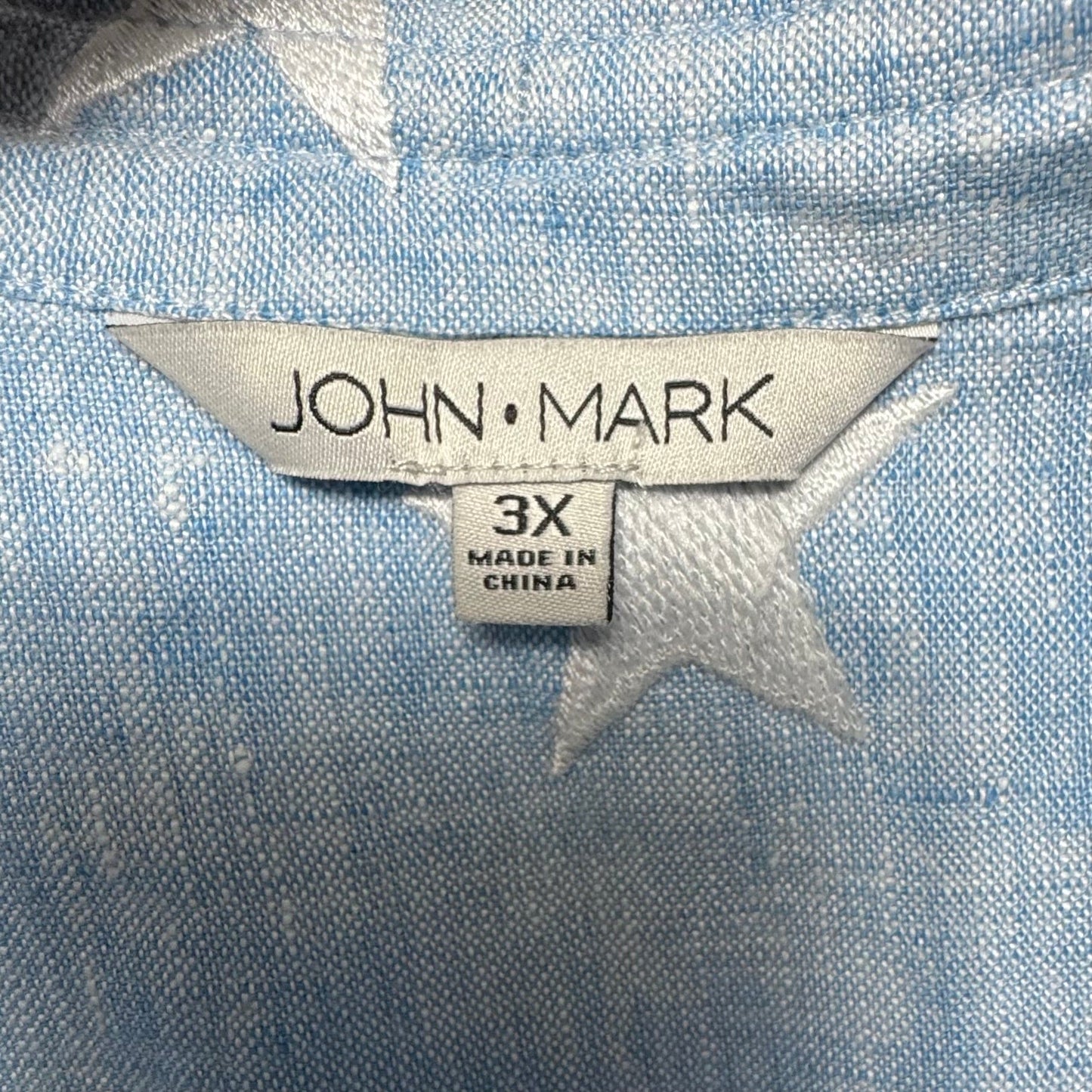 Del Mar Linen Top Long Sleeve By John Mark In Blue & White, Size: 3x