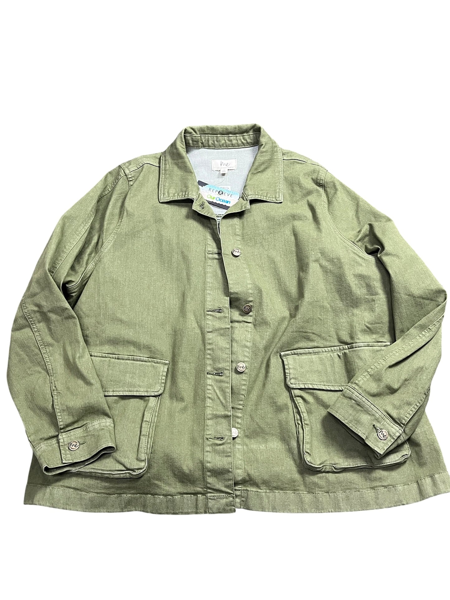 Jacket Denim By Clothes Mentor In Green, Size:2X