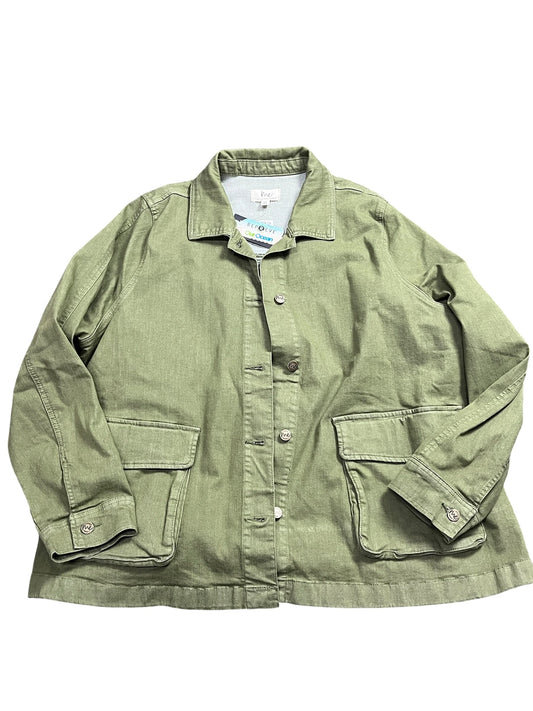 Jacket Denim By Clothes Mentor In Green, Size:2X