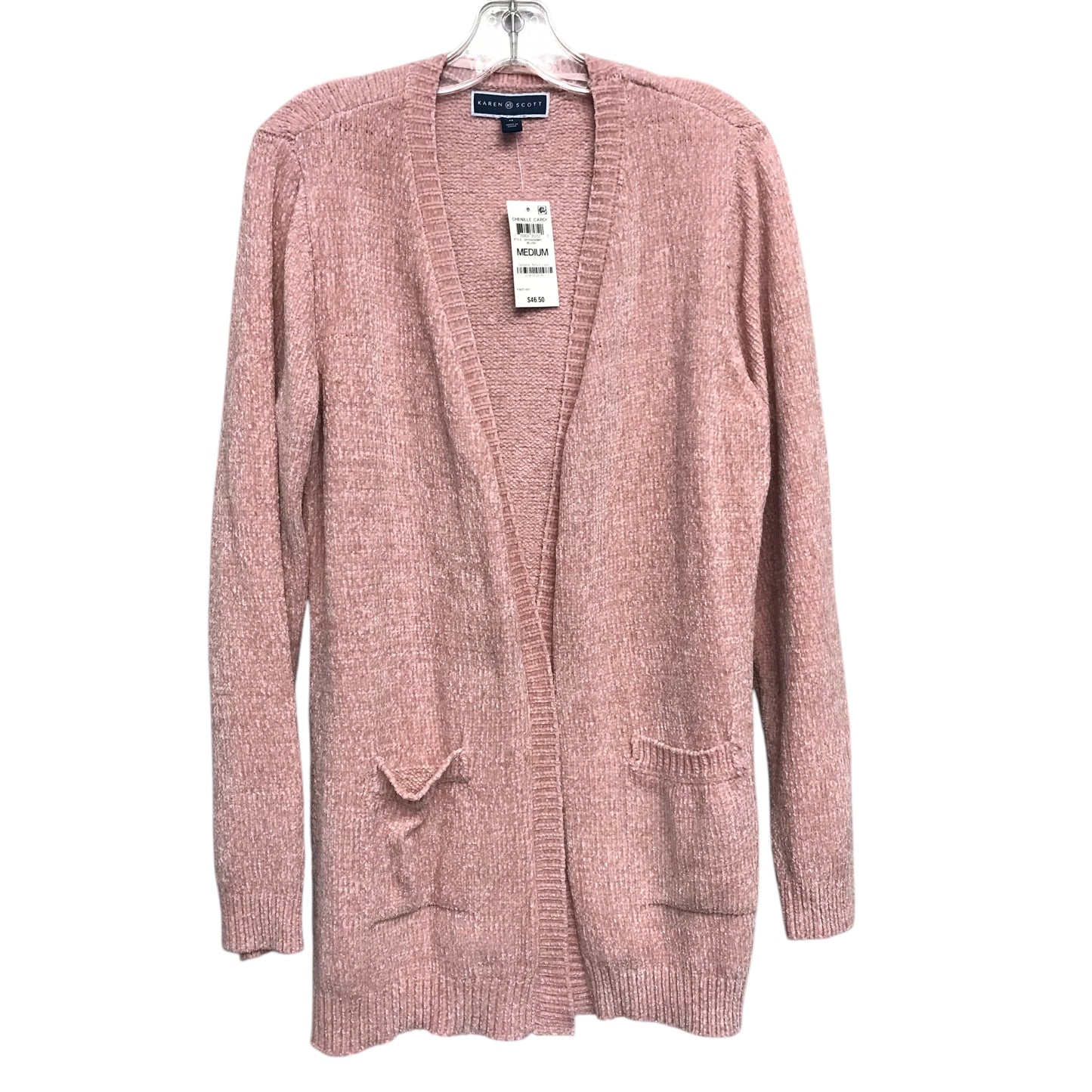 Sweater Cardigan By Karen Scott In Pink, Size:M