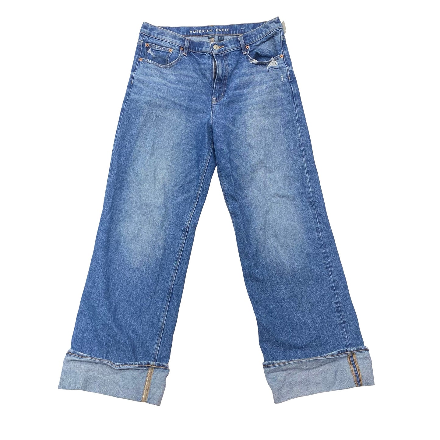 Jeans Wide Leg By American Eagle In Blue Denim, Size:12