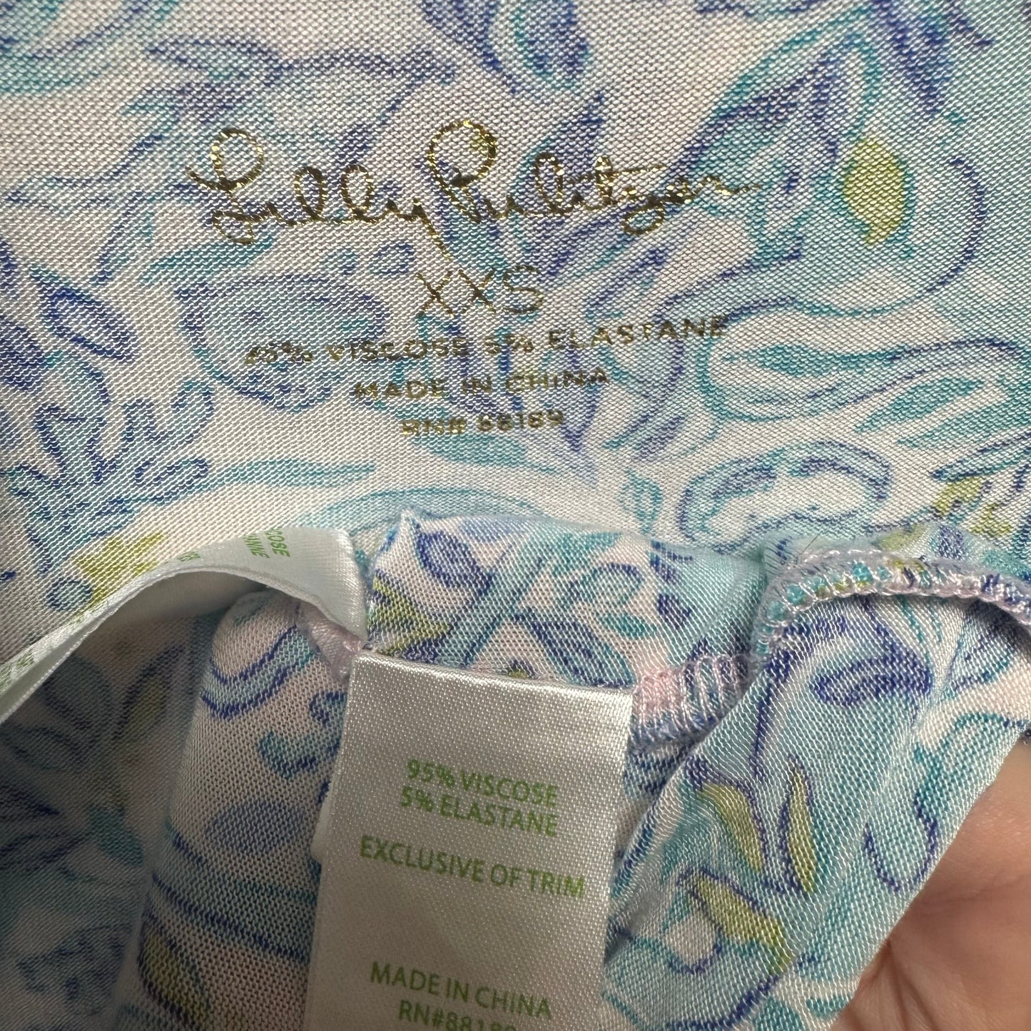 Ruffle Pajama Top Long Sleeve Designer By Lilly Pulitzer In Blue & White, Size: Xxs