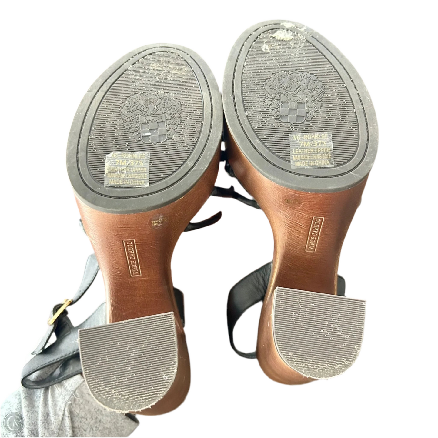 Sandals Heels Block By Vince Camuto In Black & Brown, Size: 7