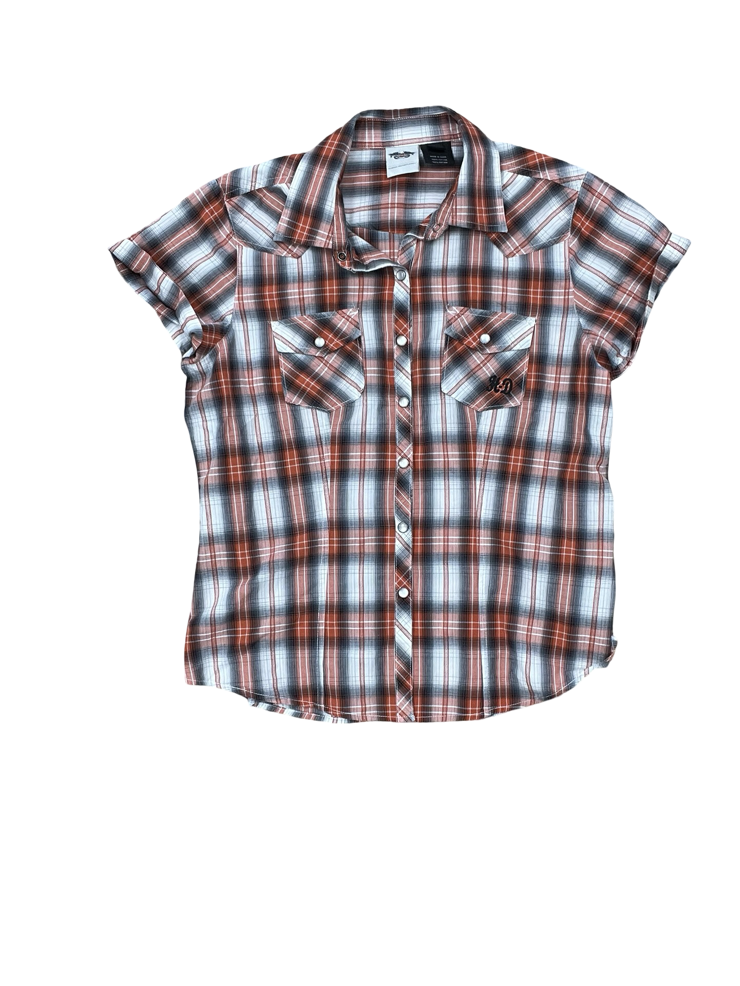 Blouse Ss By Harley Davidson In Black & Orange, Size:L