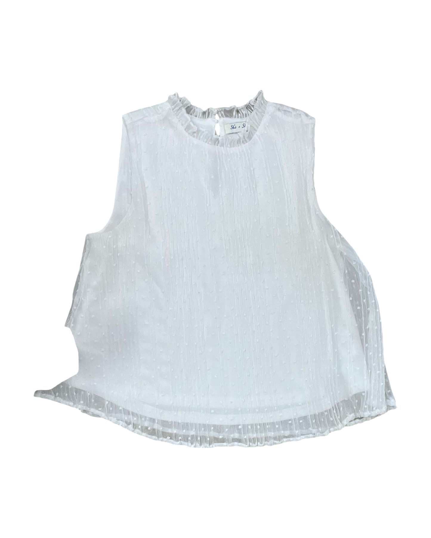 Top Sleeveless By She + Sky In White, Size:L