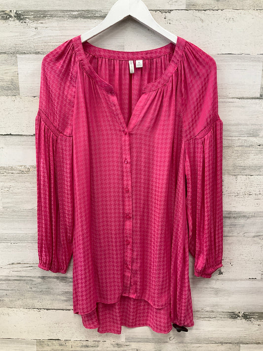 Top 3/4 Sleeve By Cato In Pink, Size:Xl