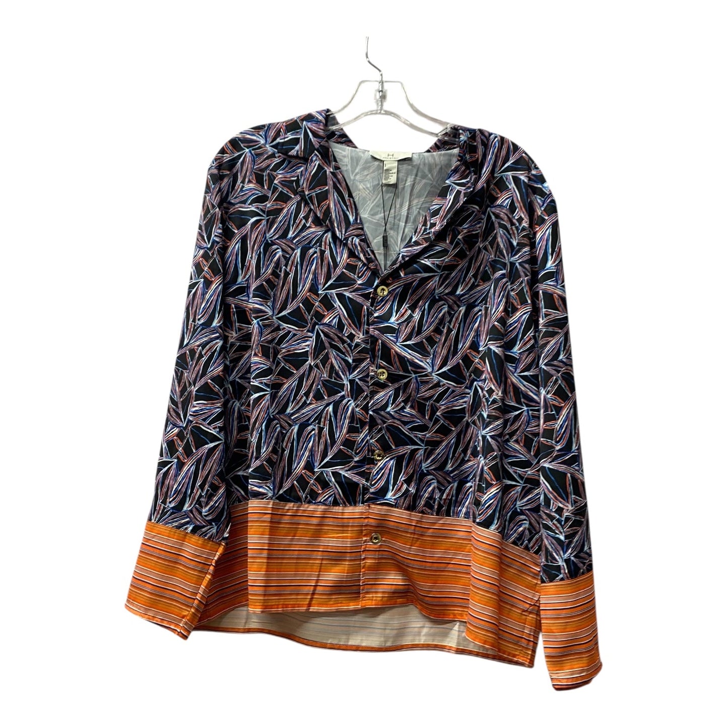 Top Ls Designer By Halston In Black & Blue, Size:L