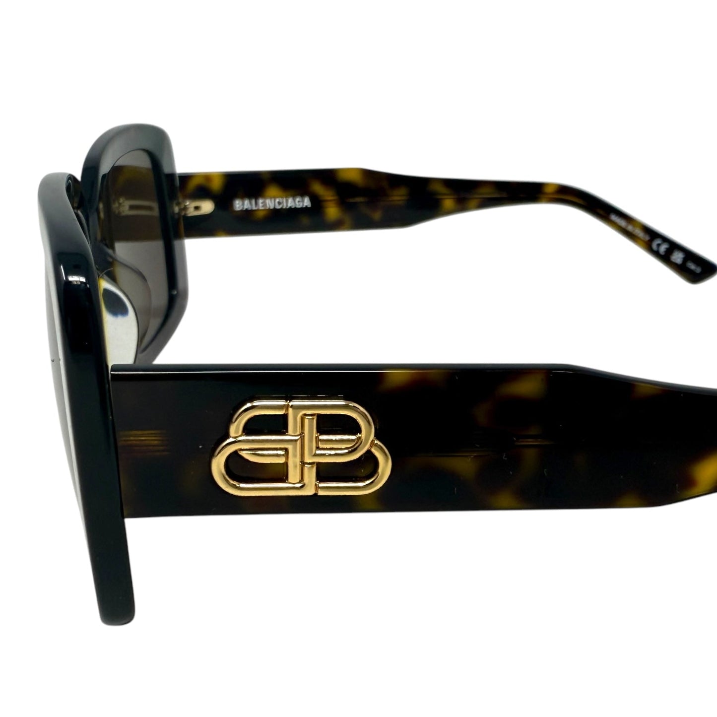 Double-B Logo 0048S 52 MM Square Sunglasses Luxury Designer By Balenciaga In Havana Brown