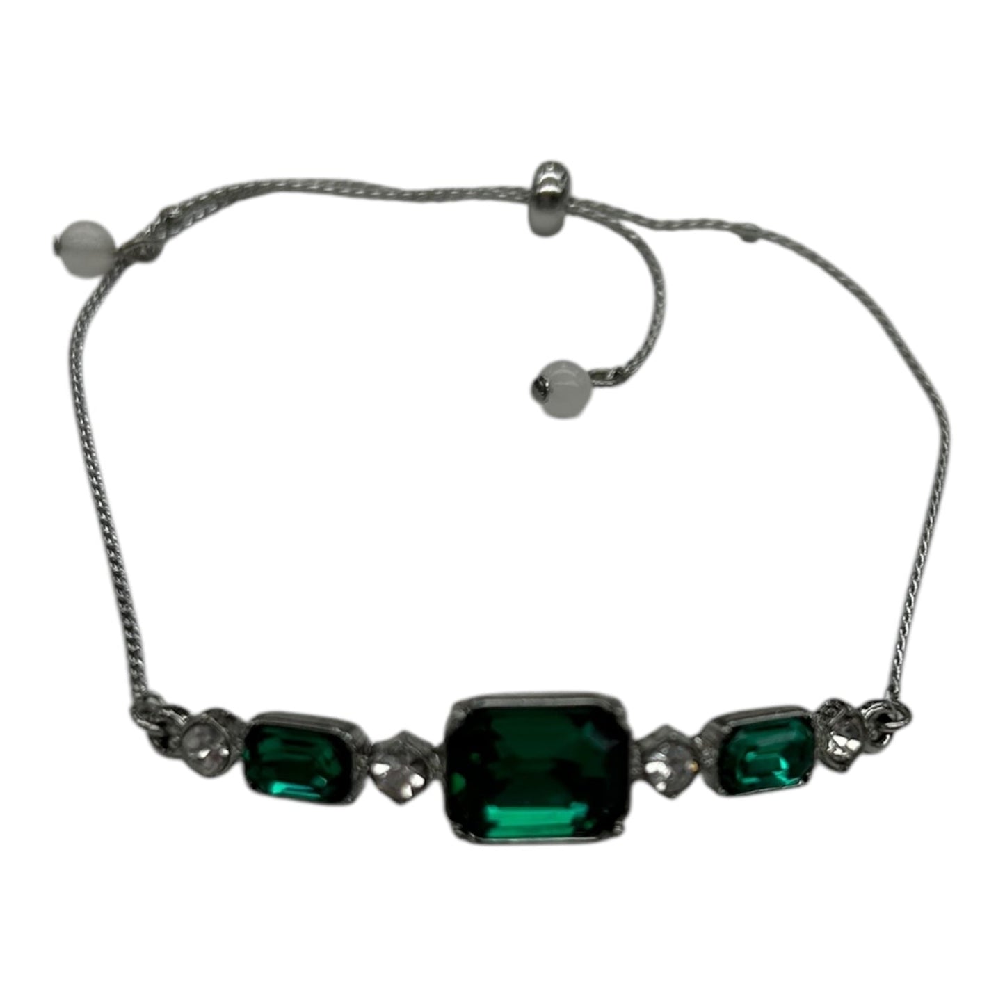 Necklace Set By Clothes Mentor In Green & Silver, Size:02 Piece Set