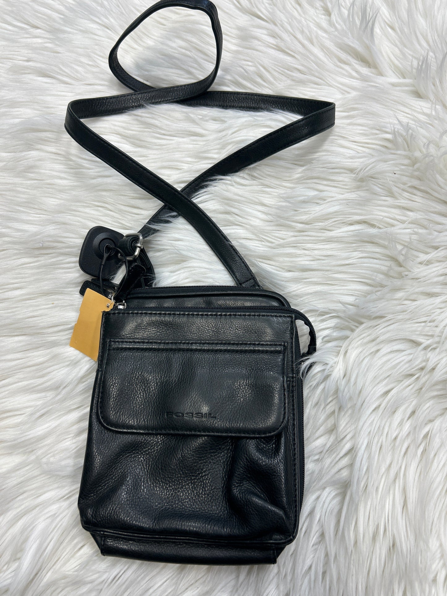 Handbag Leather By Fossil In Black, Size:Medium