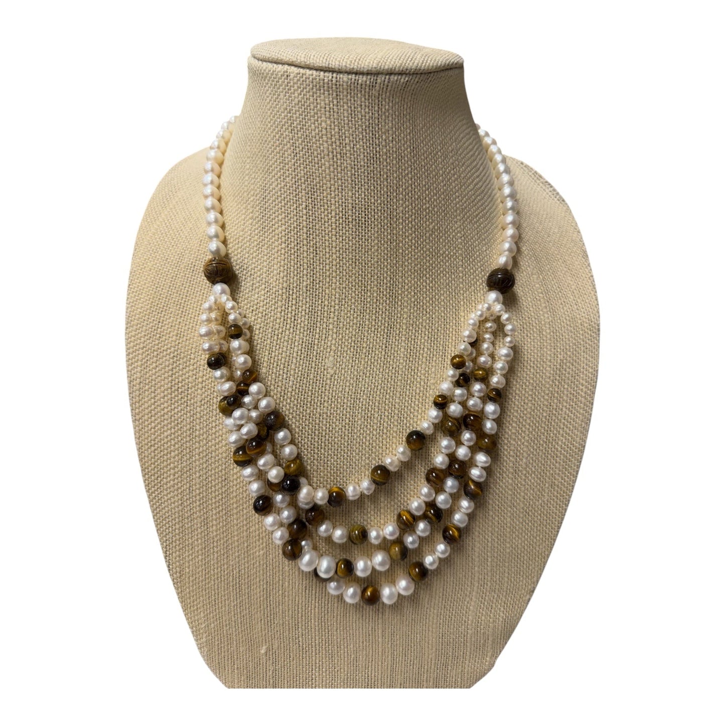 Necklace Statement By Cme In Brown & White