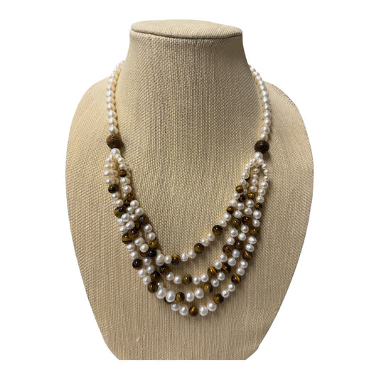 Necklace Statement By Cme In Brown & White