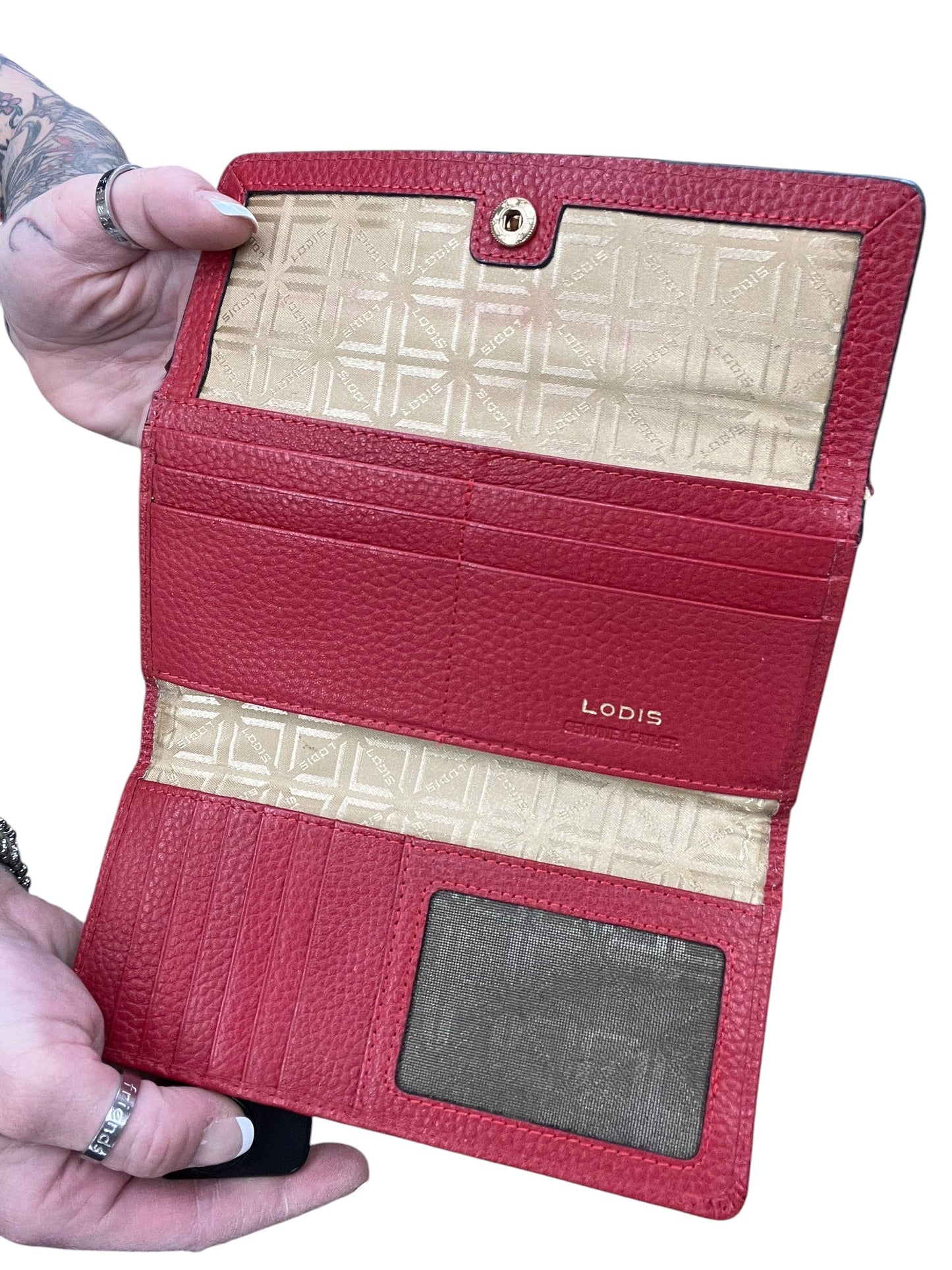 Wallet Leather By Lodis In Red, Size:Medium