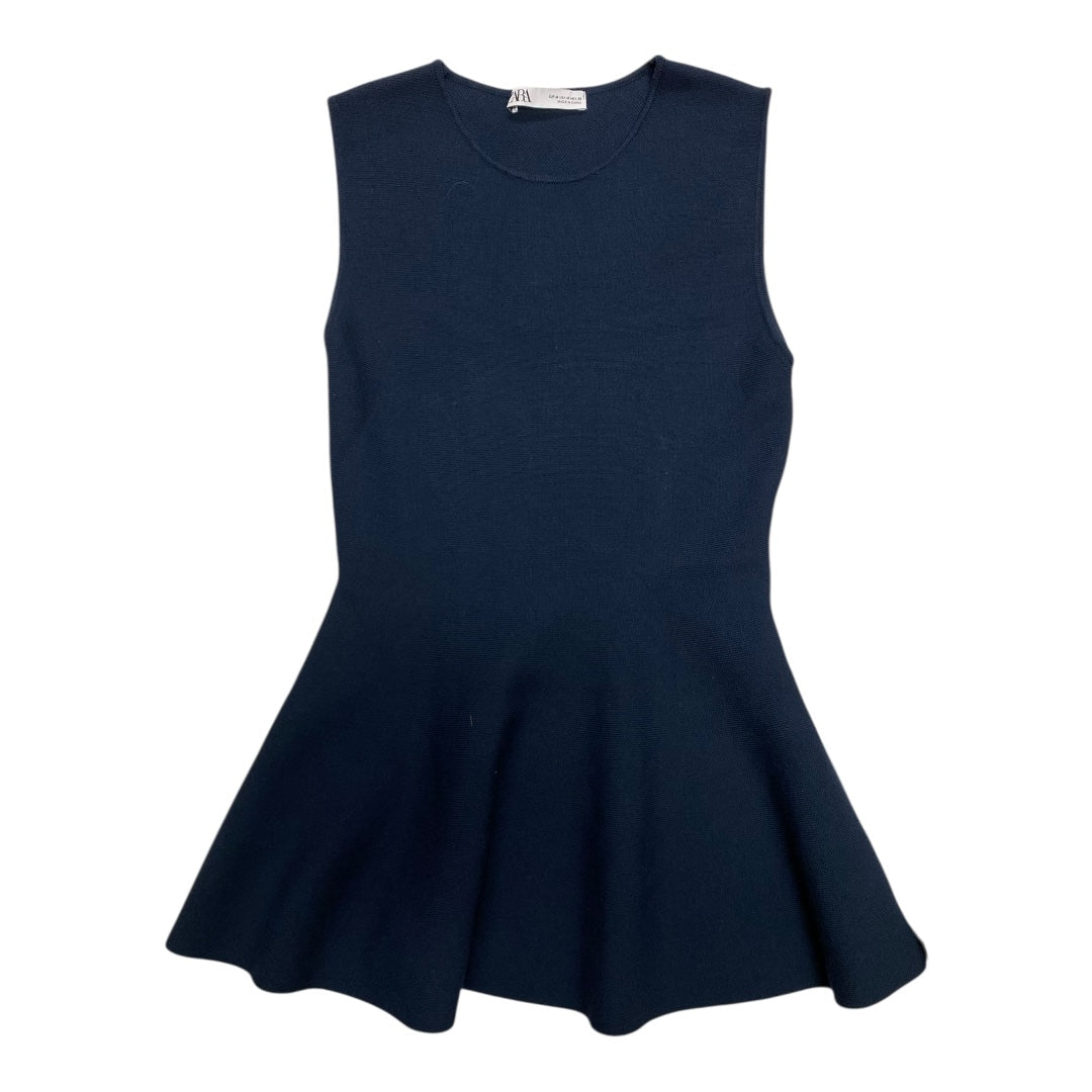 Top Sleeveless By Zara In Blue, Size:M