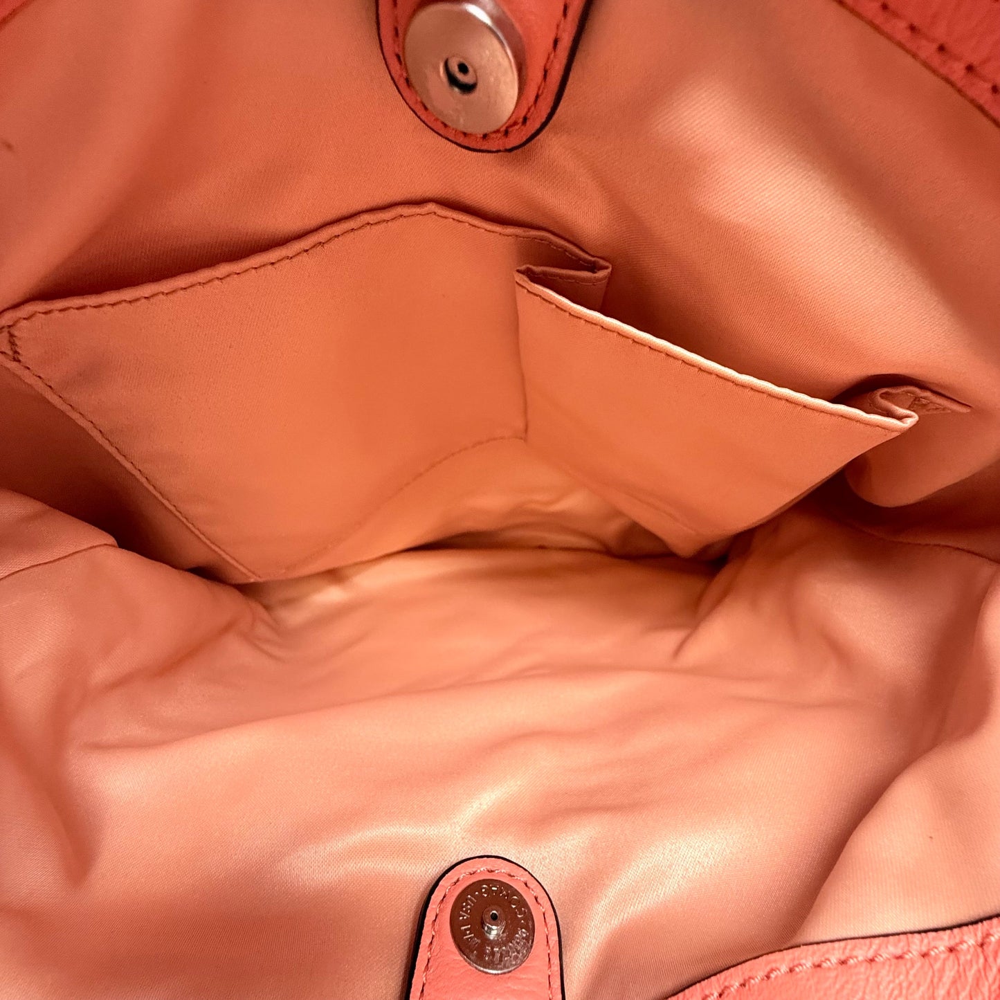 Campbell Hobo Signature C Logo Satchel Shoulder Bag By Coach In Khaki/Coral, Size: Medium