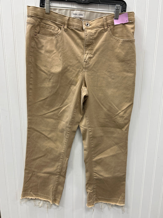 Jeans Straight By Tribal In Brown Denim, Size:14