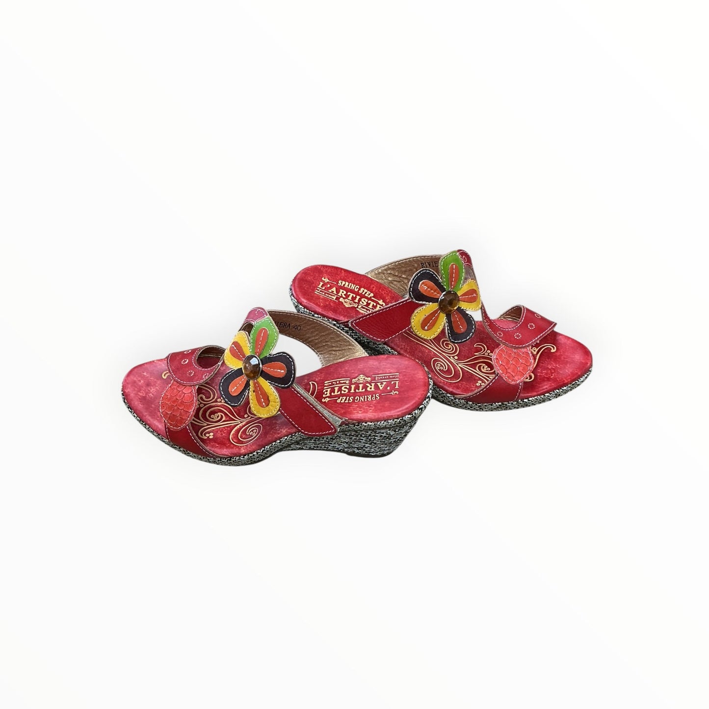 Sandals Heels Wedge By Spring Step In Red, Size:9.5