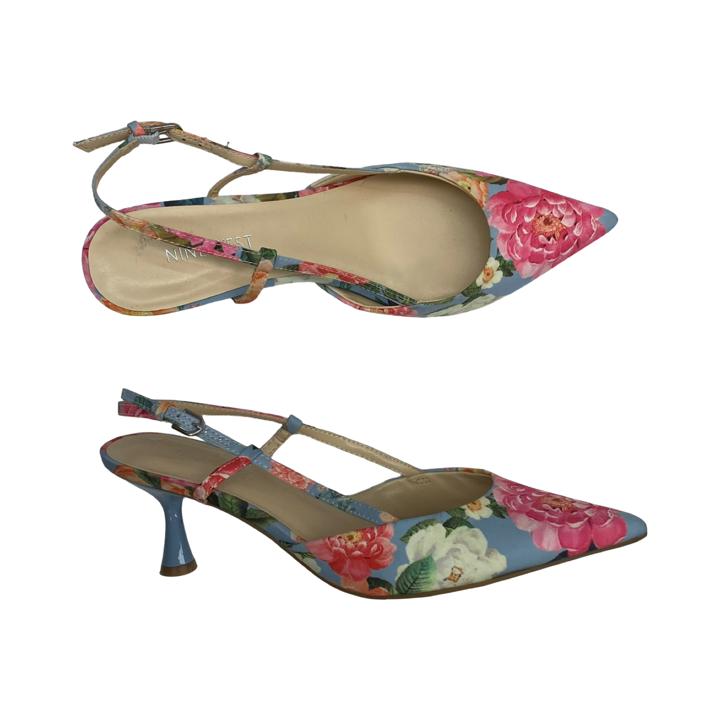 Shoes Heels Kitten By Nine West In Floral Print, Size:7.5