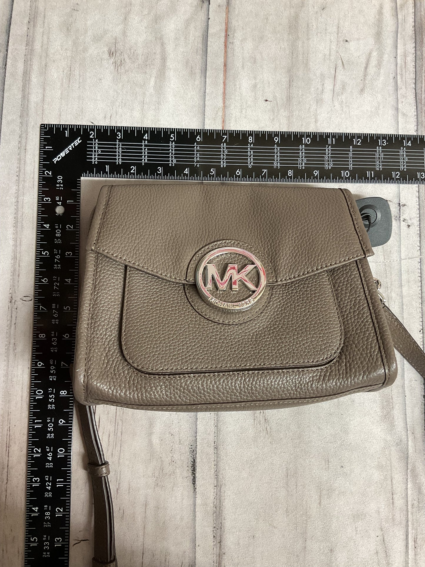 Crossbody Designer By Michael Kors In Taupe, Size:Small