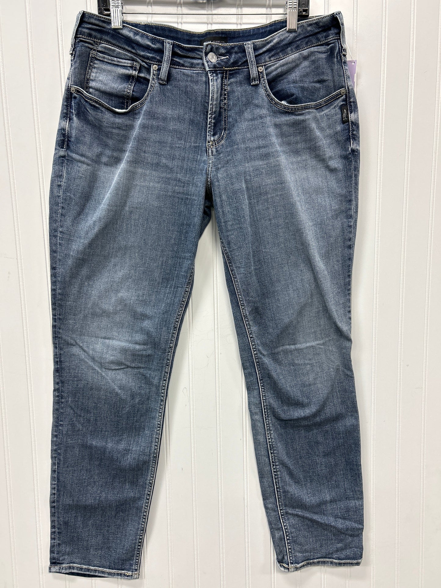 Jeans Boyfriend By Silver In Blue Denim, Size:12