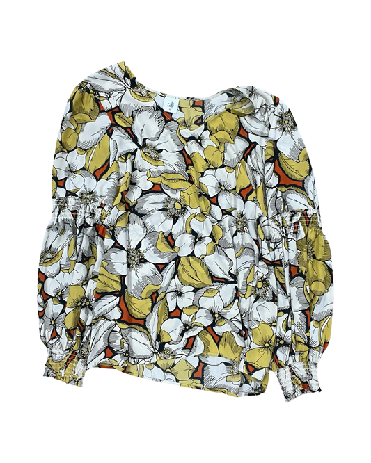 Top Ls By Cabi In Cream & Yellow, Size:Xl
