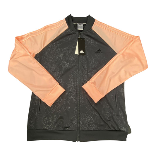 Athletic Jacket By Adidas In Grey & Pink, Size:L