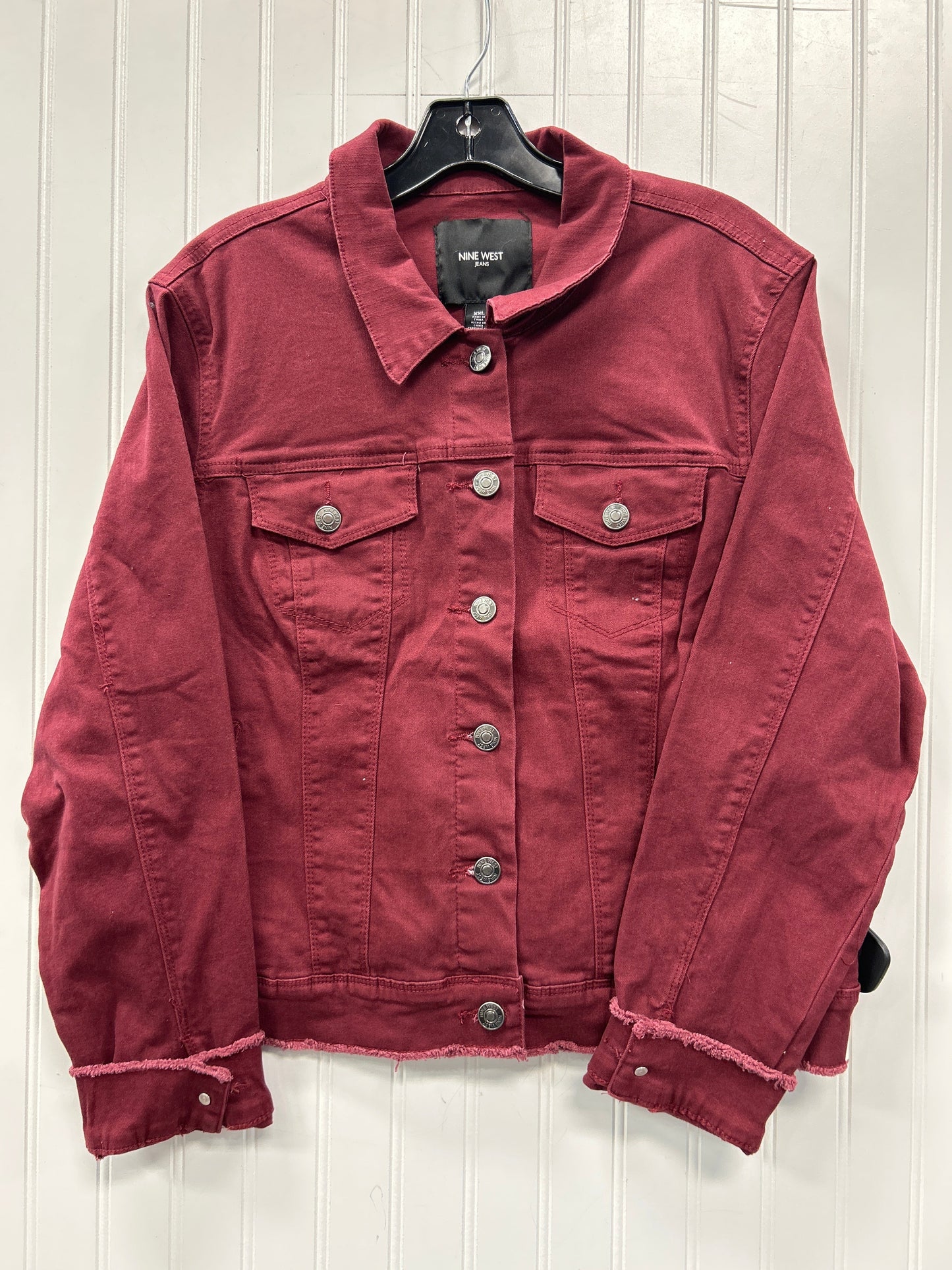 Jacket Denim By Nine West In Red Denim, Size:Xxl