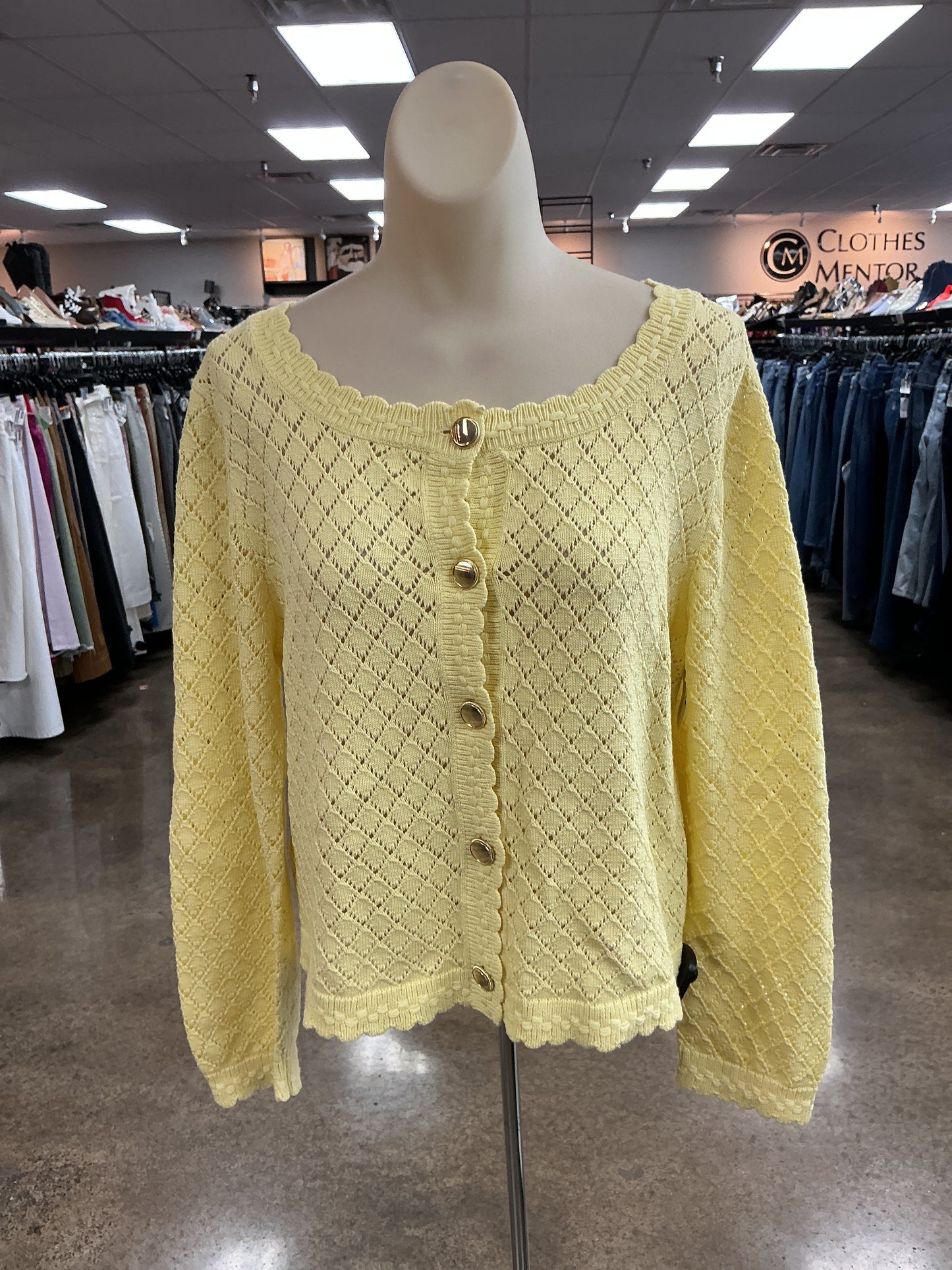 Cardigan By Ann Taylor In Yellow, Size:L