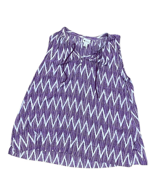 Top Sleeveless By Stylus In Purple & White, Size:Xl