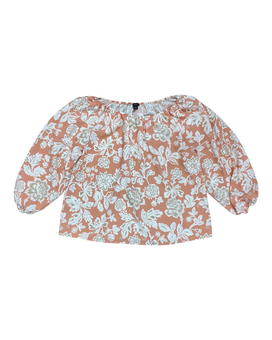 Top 3/4 Sleeve By Ann Taylor In Orange & White, Size:L