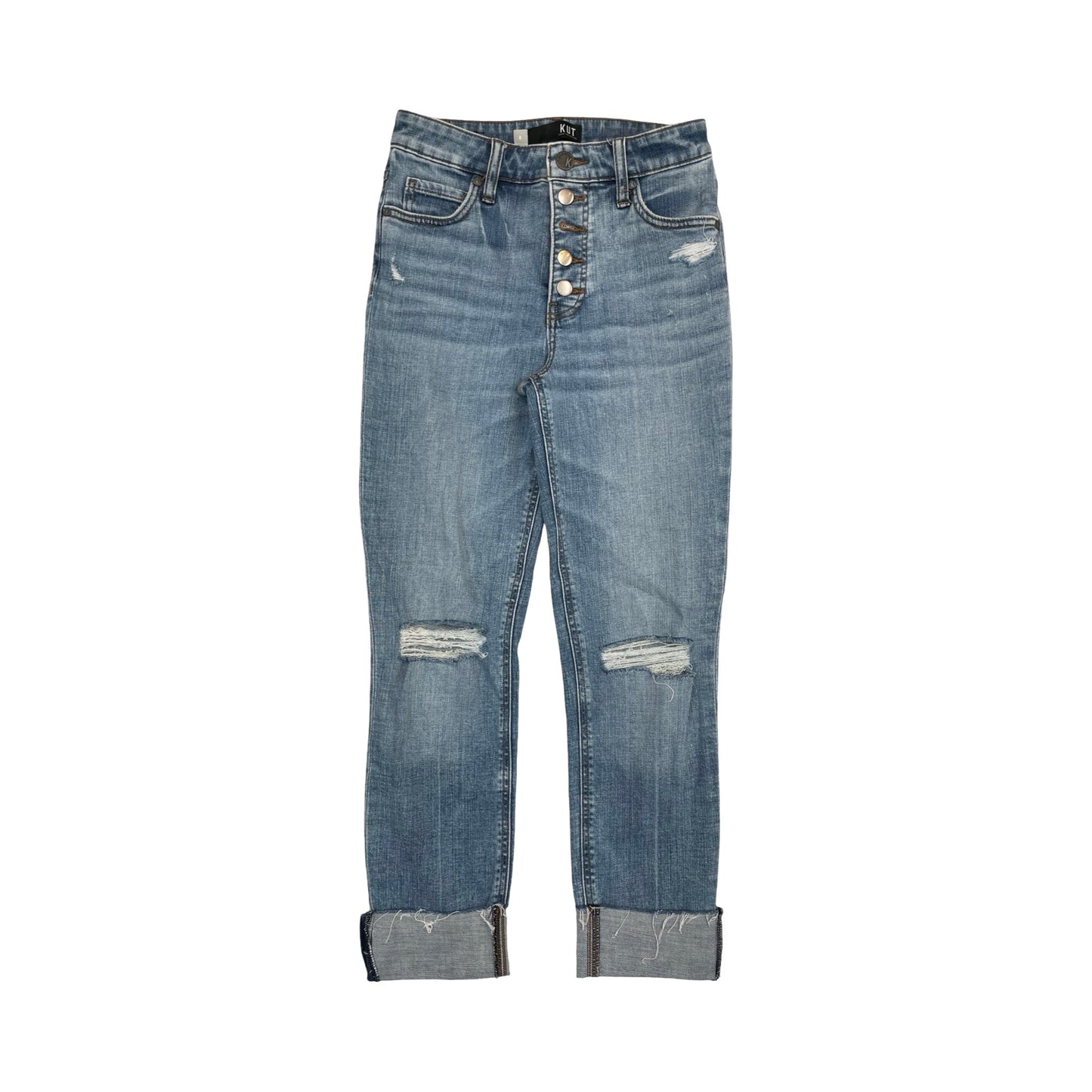 Jeans Straight By Kut In Blue Denim, Size:0