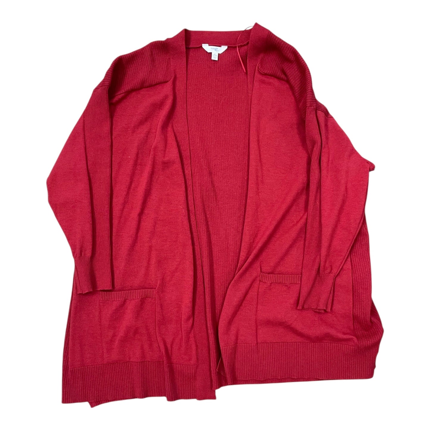 Sweater Cardigan By Terra & Sky In Red, Size:4X