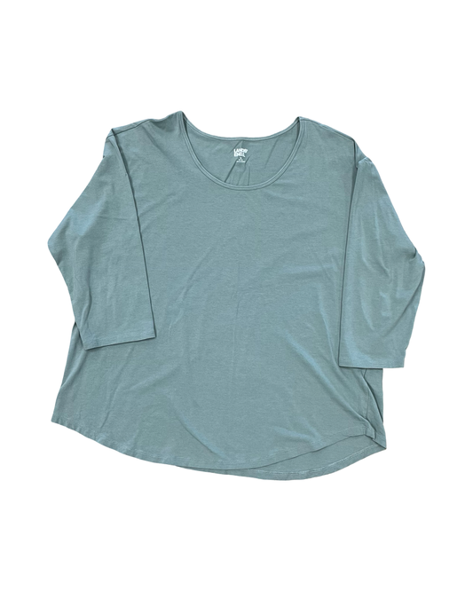 Top 3/4 Sleeve Basic By Lands End In Green, Size:1X