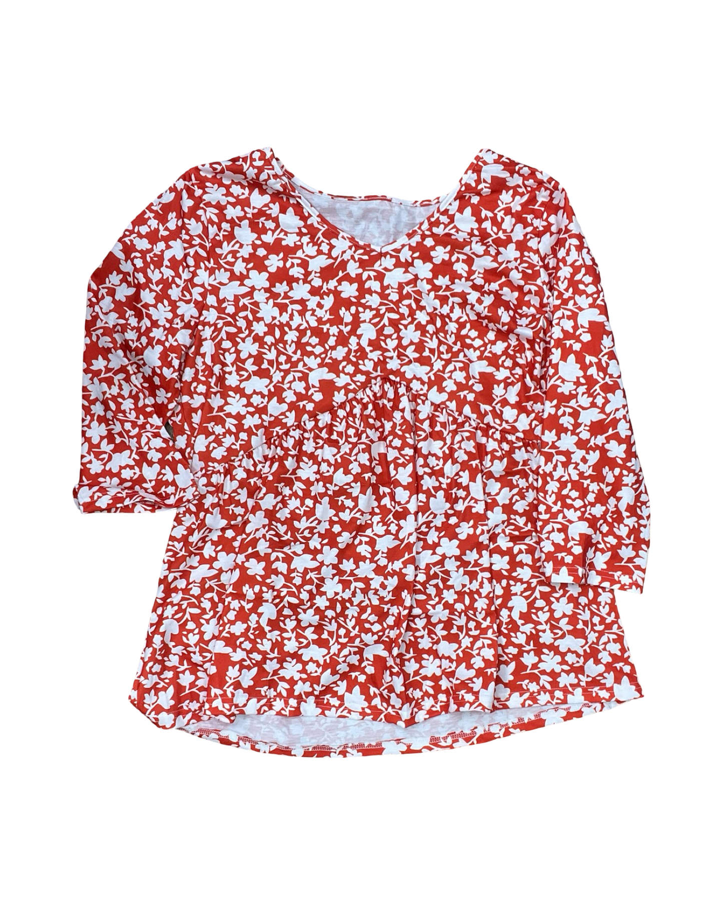 Top 3/4 Sleeve By Clothes Mentor In Red & White, Size:1X
