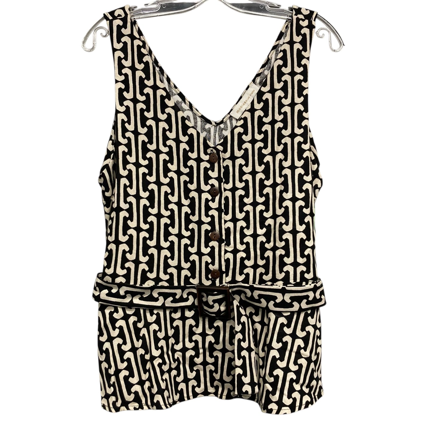 Top Sleeveless By Monteau In Black & Cream, Size:Xl