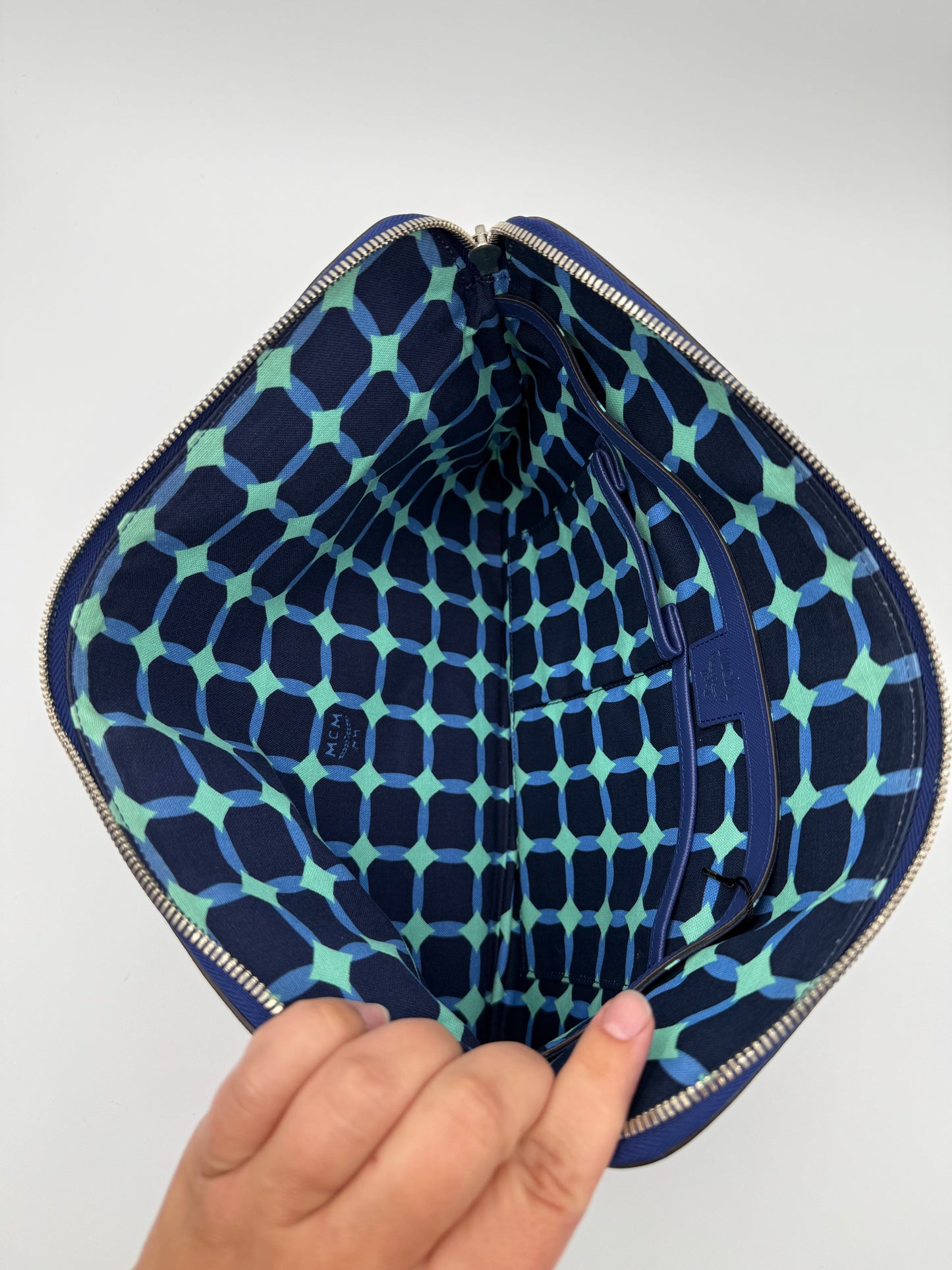 Laptop Sleeve Luxury Designer By Mcm In Blue, Size:Medium