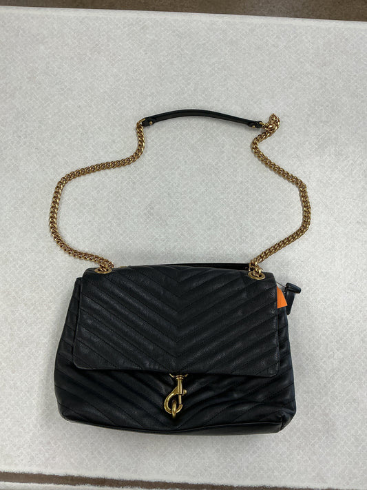 Crossbody Designer By Rebecca Minkoff In Black & Gold, Size:Medium