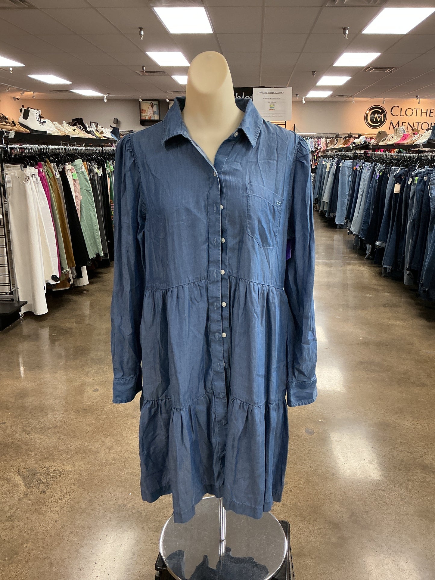 Dress Casual Short By Crown And Ivy In Blue Denim, Size:L