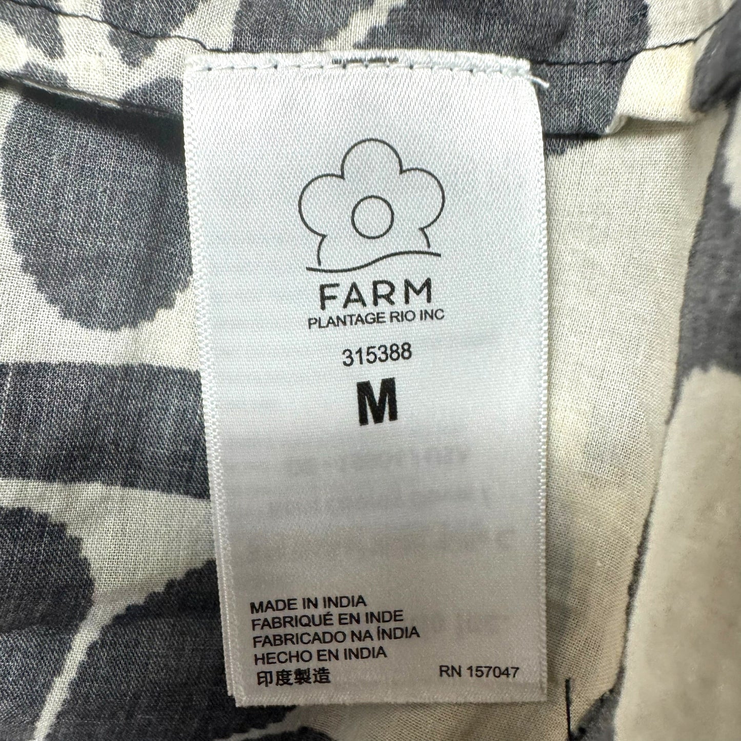 Palermo Puff-Sleeve Button-Back Blouse By Farm Rio In Black & Cream, Size: M