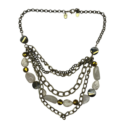 GOLD & WHITE NECKLACE LAYERED by C AND C