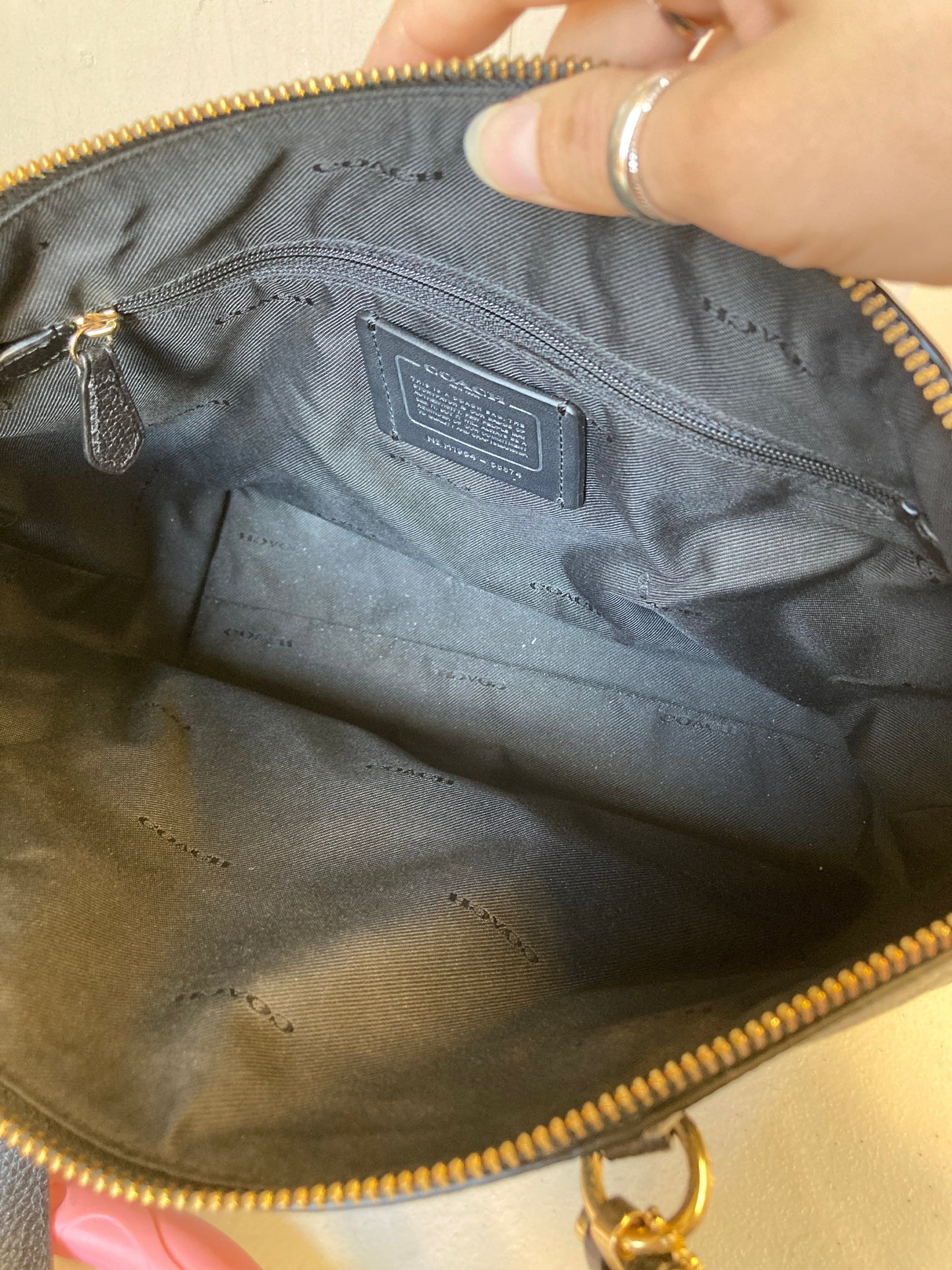 Handbag Designer By Coach In Black, Size:Medium